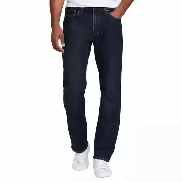 NEW Eddie Bauer Mens 30x29 Straight Fit Denim Jeans Dark Blue Cotton Blend - Picture 1 of 8